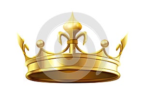 Royal crown for king and queen. Royalty and monarchy authority symbol, heraldic golden shiny element photo