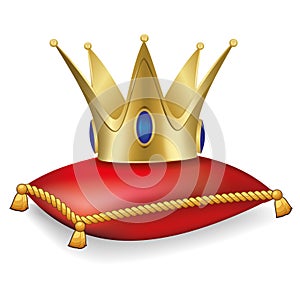 Royal crown on the pillow with tassels