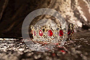 Royal crown with precious stones. Symbol of authority and wealth. Jewellery