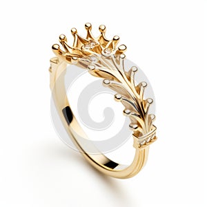 Royal Crown Ring In Yellow Gold With Diamonds - Inspired By Zena Holloway