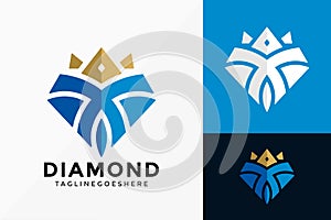 Royal Diamond Crown Logo Vector Design. Abstract emblem, designs concept, logos, logotype element for template