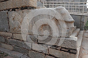 Royal Enclosure at Hampi, Karnataka - elephant carved in rock - archaeological site in India