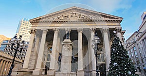 The Royal Exchange in London with Christmas tree