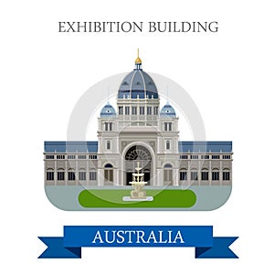 Royal Exhibition building Melbourne Australia vector flat