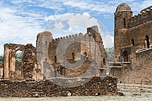 Royal Fasil Ghebbi palace, castle in Gondar, Ethiopia, cultural Heritage architecture