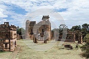 Royal Fasil Ghebbi palace, castle in Gondar, Ethiopia, cultural Heritage architecture