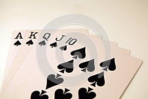 Royal flush cards poker hand in spades