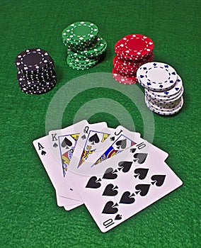 Royal Flush with Casino Chips