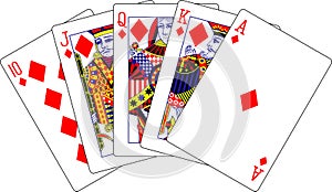 Royal flush diamonds playing cards