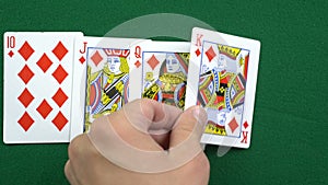 Royal flush of five cards in the casino, Royal flush is the largest combination in poker