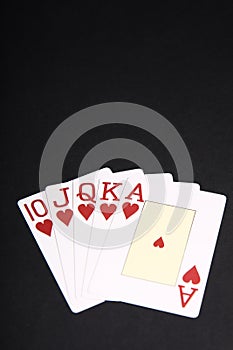 Royal flush with hearts