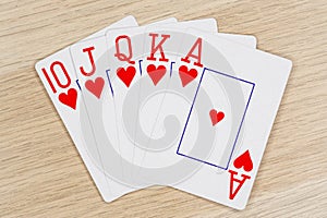 Royal flush hearts - casino playing poker cards