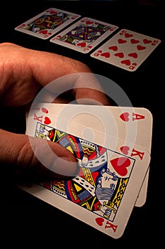 Royal Flush with hearts in Texas Holdem