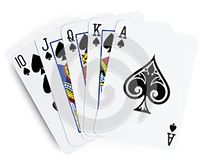 Royal flush playing cards