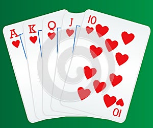 Royal flush poker cards