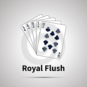 Royal Flush poker combination on gray