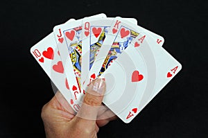 Royal flush poker hand.