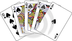 Royal flush spades playing cards