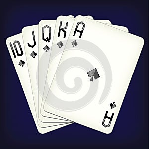Royal Flush of spades - playing cards vector illustration