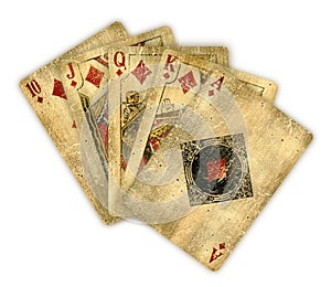 Royal flush of Vintage diamonds cards