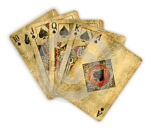 Royal flush of Vintage spades cards