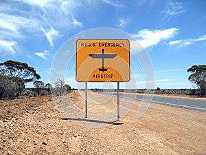 Royal Flying Doctor roadside airstrip sign