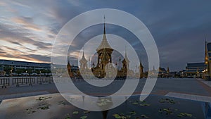 The royal funeral pyre of King and Temple of the Emerald Buddha, Wat Phra Kaew, Temple of Dawn in Bangkok, Thailand