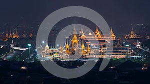 The royal funeral pyre of King and Temple of the Emerald Buddha, Wat Phra Kaew, Temple of Dawn in Bangkok, Thailand