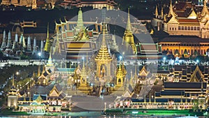 The royal funeral pyre of King and Temple of the Emerald Buddha, Wat Phra Kaew, Temple of Dawn in Bangkok, Thailand