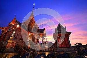 Royal funeral pyre at twilight in Bangkok