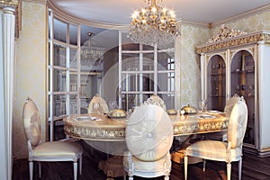 Royal furniture in luxury baroque interior