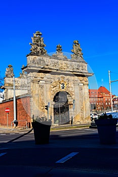 Royal Gate, one of two remaining city gates and fortifications from 1700s in Szczecin, Poland