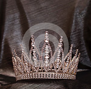 Royal gold crown with crystals, diamonds. Jewellery