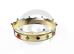 Royal gold crown isolated on white. 3d rendering