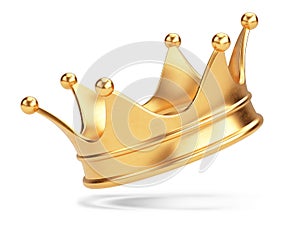 Royal Gold crown isolated on white background. Gold crown 3d icon