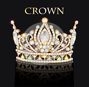 Royal gold crown with jewels and ornament