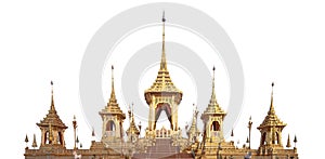 The Royal Golden Crematorium Phra Merumas, Thailand. Isolated on white background.