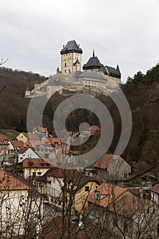 Royal gothic castle Karlstejn, Seat of the king Charles IV, near Prague, Czech republic