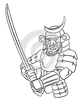 Royal Guard With Sword Black And White Illustration Design