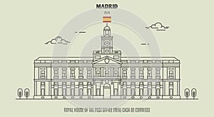 Royal House of the Post Office Real Casa de Correos in Madrid, Spain. Landmark icon