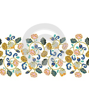 Royal intarsia style floral border.