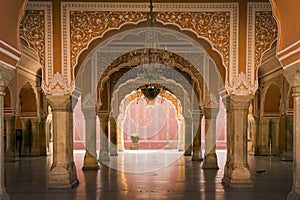 Royal interior in Jaipur palace, India
