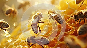 royal jelly produced by bees, emphasizing its natural richness and nutritional benefits. photo