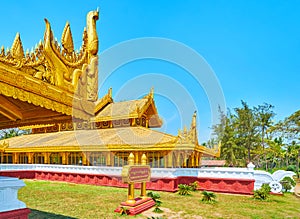 Architecture of Kanbawzathadi Golden palace, Bago, Myanmar photo