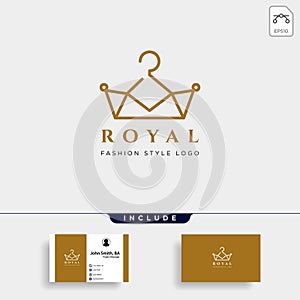 Royal King Fashion simple line logo template in gold color