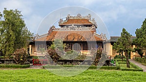 Royal Library or Emperor`s Reading Room Thai Binh Lau in the Forbidden Purple City, Hue Citadel / Imperial City, Hue, Vietnam