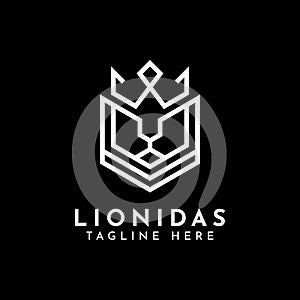 Royal lion king label logo design insignia
