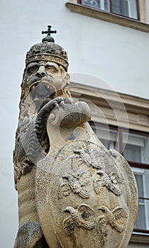 Royal Lion Statue detail at Schweizertor Gate, Vienna Austria