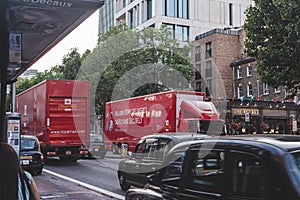 Royal Mail Lorries on Euston Road in London, UK