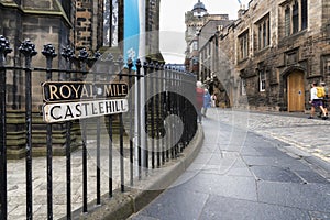 The Royal Mile on Castle Hill in Edinburgh, Scotland photo